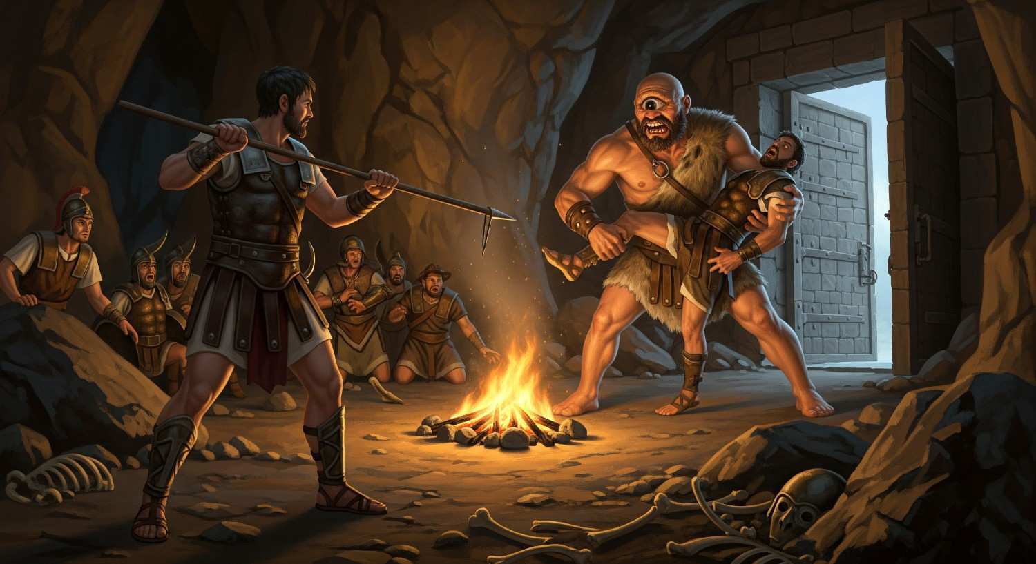 An image depicting another famous scene from the saga, Odysseus and the Cyclops