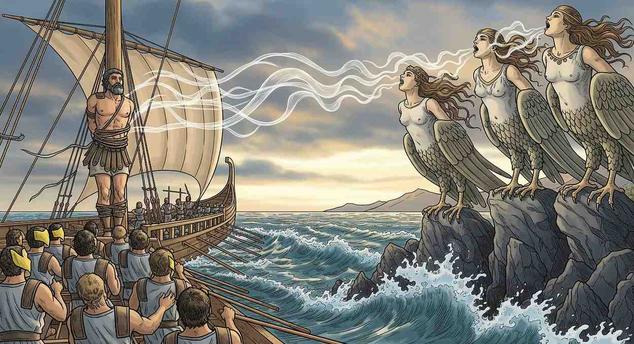 An image, symbolizing the Greek saga of Odysseus and the Sirens