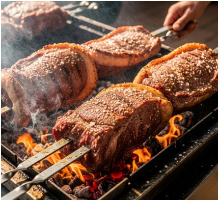 Grilling in the style of Brazilian churrasco