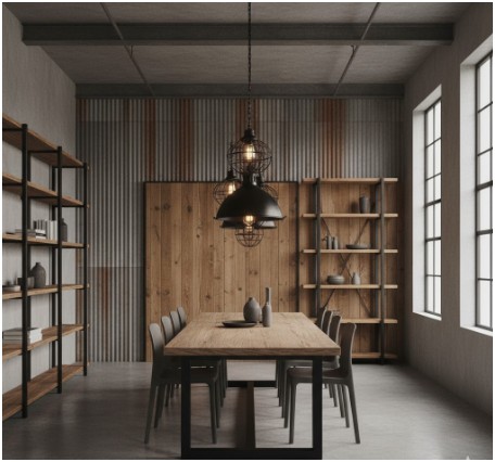 Mix Metal and Wood- industrial-style home design